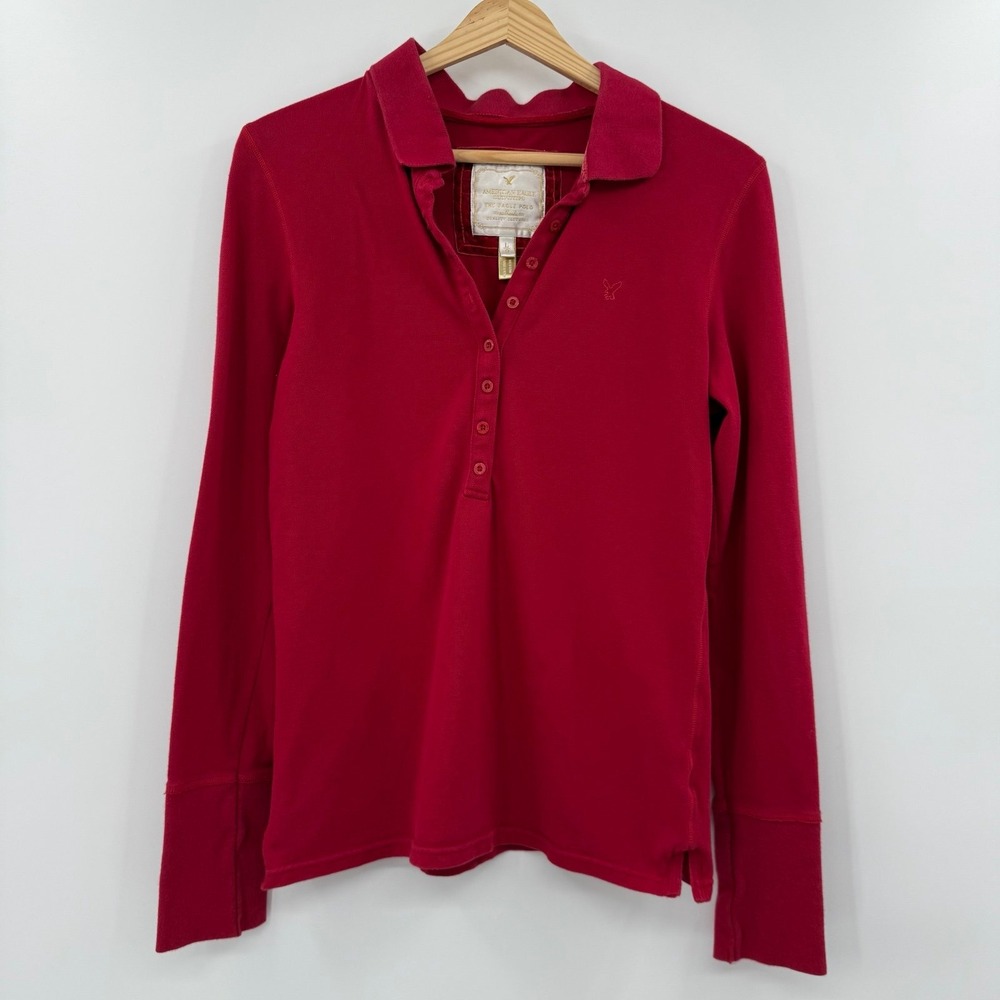 Vintage Y2K American Eagle polo Henley Bella swan‎ size large